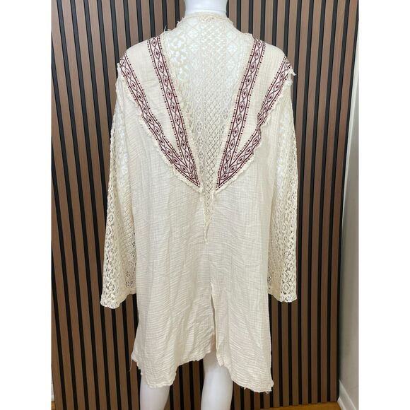 POL Women's Sweater Cardigan V-Neck Back Slit Long Sleeve Sheer Back L White - Picture 2 of 8